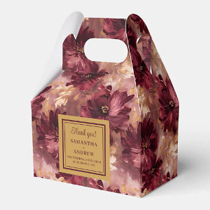 Chic Burgundy Blush Gold Wedding Favor Gift Box