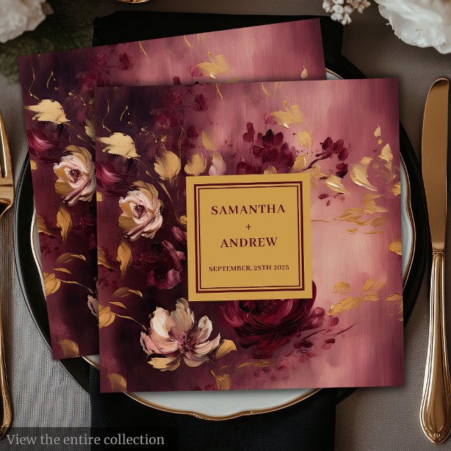 Chic Burgundy Blush Gold Wedding Paper Napkins (Chic Burgundy Blush Gold Wedding Paper Napkins)