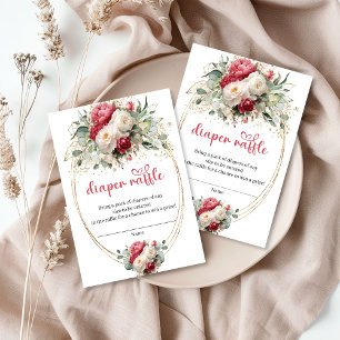 Chic Burgundy Blush Greenery Diaper Raffle Card