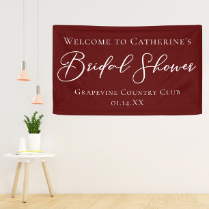 Chic Burgundy Bridal Shower Personalised Welcome Banner
