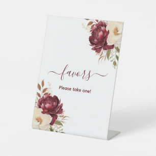 Chic Burgundy Floral Graduation Favours Pedestal Sign