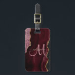 Chic Burgundy Gold Glitter Agate Custom Monogram Luggage Tag<br><div class="desc">Add a touch of glitter and glam to your luggage with this elegant personalised bag tag featuring a background of burgundy and gold glitter agate with your monogram initial and name to personalise in modern hand lettered script calligraphy. A unique girly gift for birthday, holidays and any special occasion. Designed...</div>