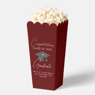 Chic Burgundy Graduation Party Popcorn Favour Box