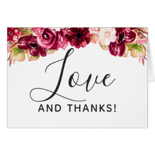 Chic Burgundy Green & Blush Pink Thank You Photo