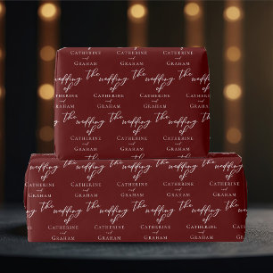 Chic Burgundy Personalised Typography Wedding Wrapping Paper