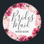 Chic Burgundy & Pink Floral Wreath Bridesmaid Magnet<br><div class="desc">Chic Burgundy Green & Blush Pink Watercolor Floral Wreath Wedding Monogram Summer or Spring Flowers with Watercolor greenery,  Modern and Script fonts,  and elegant floral design. Trendy and Chic Wedding Bridesmaid magnet! ~ Check my shop to see the entire wedding suite for this design!</div>