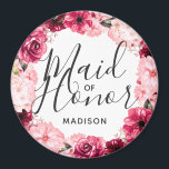 Chic Burgundy & Pink Floral Wreath Maid of Honour Magnet<br><div class="desc">Chic Burgundy Green & Blush Pink Watercolor Floral Wreath Wedding Monogram Summer or Spring Flowers with Watercolor greenery,  Modern and Script fonts,  and elegant floral design. Trendy and Chic Wedding Maid of Honour magnet! ~ Check my shop to see the entire wedding suite for this design!</div>