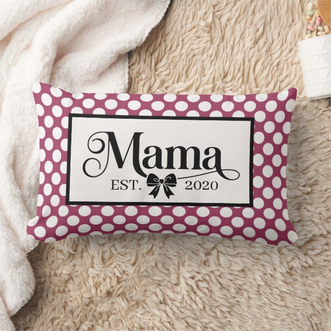 Chic Burgundy Polka Dot Custom Mama Lumbar Cushion (Blanket)