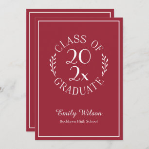 Chic Burgundy Red Class Of 2025 Graduation Party Invitation