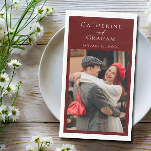 Chic Burgundy Wedding Personalised Photo Napkin