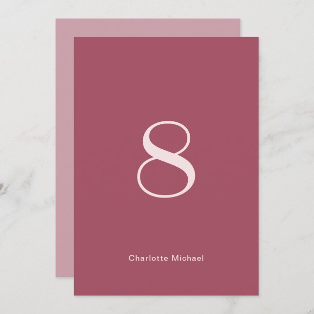 Chic Burgundy Wedding Table Number (Front/Back)