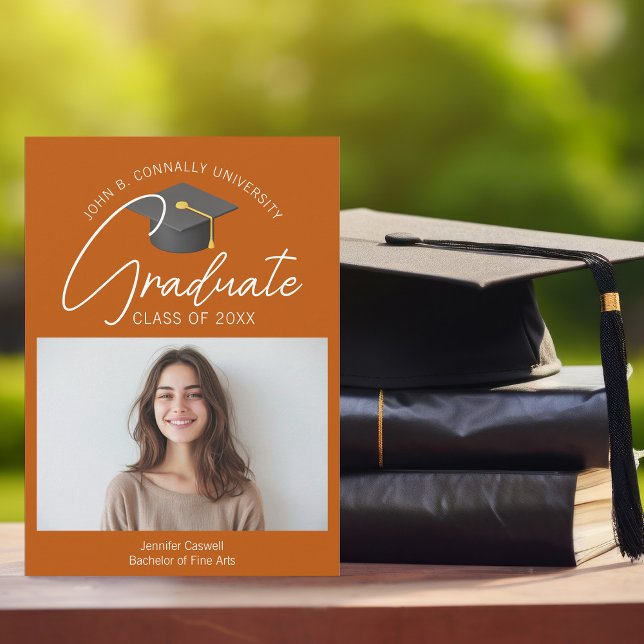 Chic Burnt Orange Graduate Photo 2025 Graduation Announcement (Creator Uploaded)