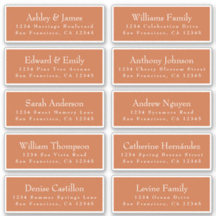 Chic Burnt Orange Wedding Guest Address Labels