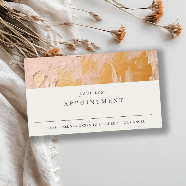 Chic Bush Pink Gold Oil Paint Texture Appointment Business Card (Creator Uploaded)