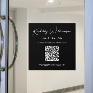 Chic Business Name Signature Script QR Code Black