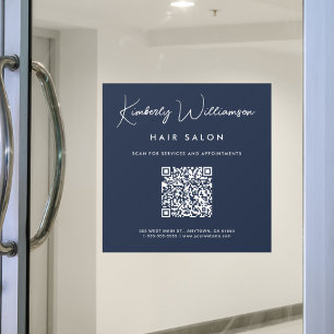 Chic Business Name Signature Script QR Code Blue