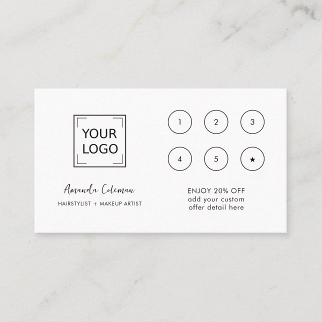 CHIC Business Reward 6 Punch Logo white BLACK Business Card (Front)