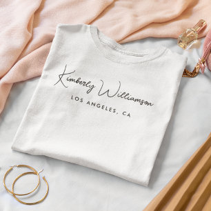 Chic Business Signature Script White T-Shirt