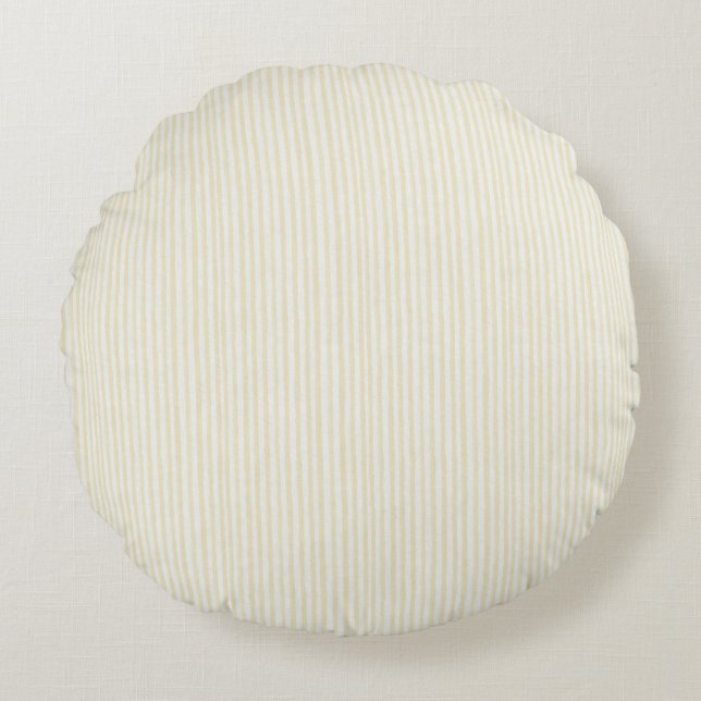 Chic Butter Yellow Stripes   Round Cushion (Front)