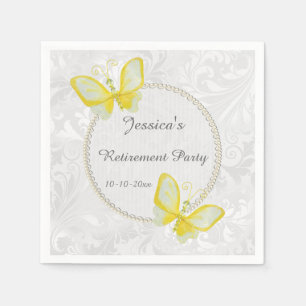 Chic Butterflies Damask Retirement Napkin