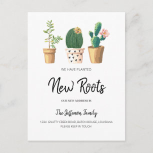 Chic Cactus Planted New Roots Moved Moving Announcement Postcard