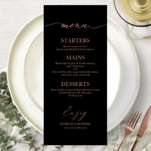 Chic Calligraphy 4x9 Wedding Menu Card For Plate