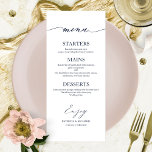 Chic Calligraphy 4x9 Wedding Menu Card For Plate<br><div class="desc">A simple chic calligraphy wedding menu card. I do offer a free customisation service,  if you have any questions or special requests,  please feel free to contact me.</div>