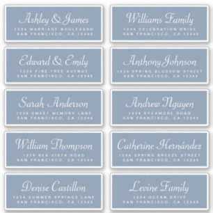 Chic Calligraphy Blue Guest Address Labels