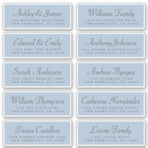 Chic Calligraphy Blue Guest Address Labels