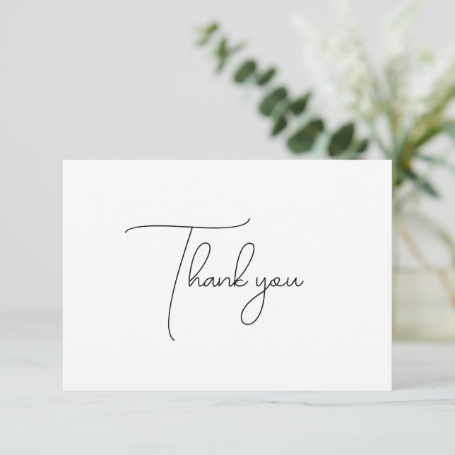 Chic Calligraphy Bridal Shower Thank You Card (Standing Front)