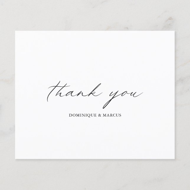 Chic Calligraphy Budget Wedding Thank You Card (Front)