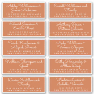 Chic Calligraphy Burnt Orange Guest Address Labels