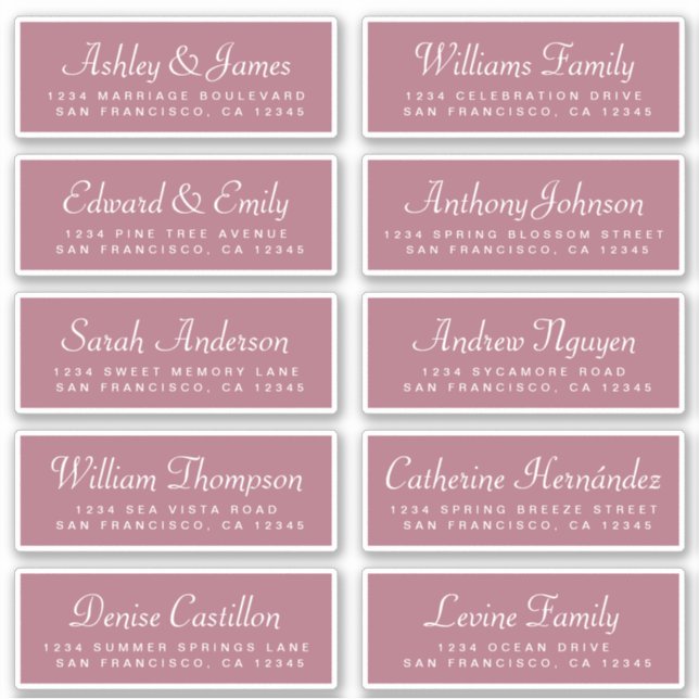 Chic Calligraphy Cassis Guest Address Labels (Front)
