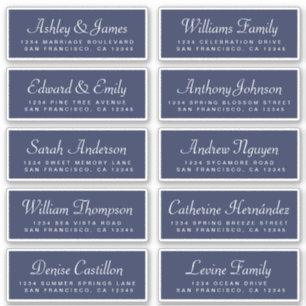 Chic Calligraphy Dark Blue Guest Address Labels