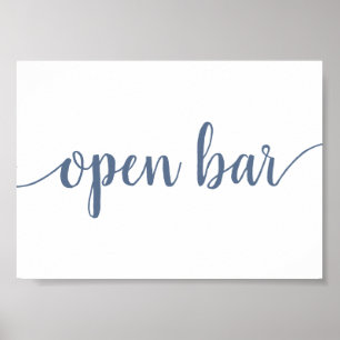 Chic Calligraphy   Dusty Blue Open Bar Drink Sign
