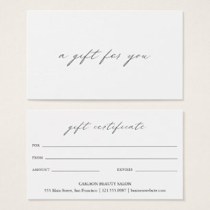 Chic Calligraphy Elegant Business Gift Certificate