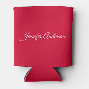 Chic Calligraphy Elegant Cherry Red Personalised Can Cooler