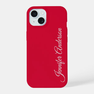 Chic Calligraphy Elegant Cherry Red Personalised iPhone 15 Case