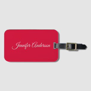 Chic Calligraphy Elegant Cherry Red Personalised Luggage Tag