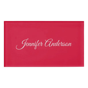 Chic Calligraphy Elegant Cherry Red Personalised Name Tag