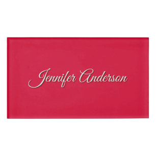 Chic Calligraphy Elegant Cherry Red Personalised Name Tag