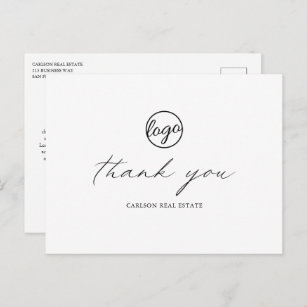 Chic Calligraphy Elegant Logo Business Thank You Postcard
