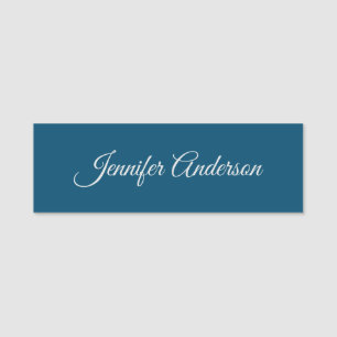 Chic Calligraphy Elegant Ocean Blue Personalised Name Tag