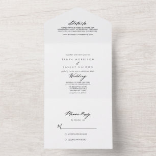 Chic Calligraphy Elegant Wedding All In One Invitation