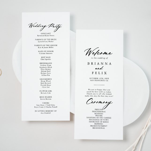 Chic Calligraphy Elegant Wedding Program (Creator Uploaded)