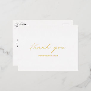 Chic Calligraphy Elegant Wedding Thank You Foil Invitation Postcard