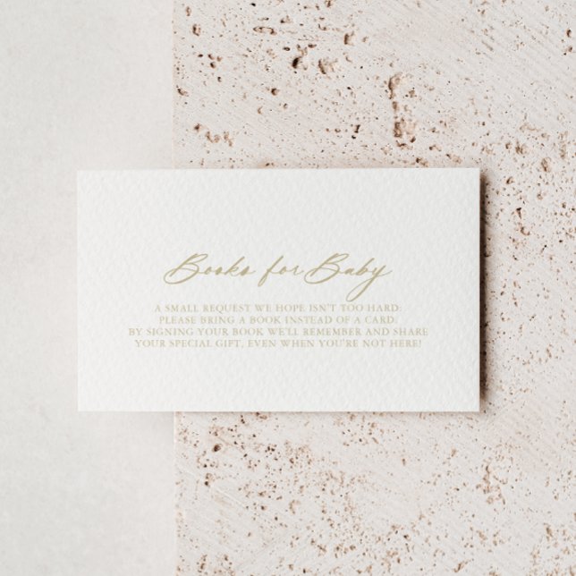 Chic Calligraphy Gold Baby Shower Book Request  Enclosure Card (Creator Uploaded)