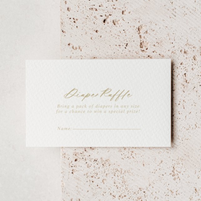 Chic Calligraphy Gold Diaper Raffle Ticket  Enclosure Card (Creator Uploaded)