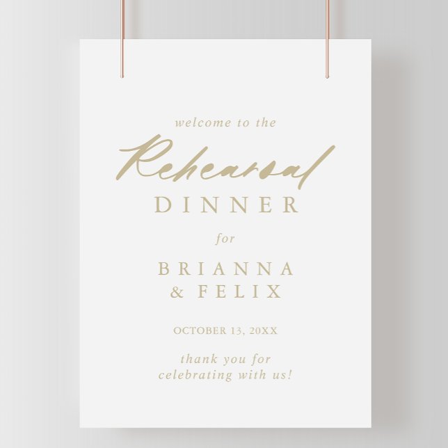 Chic Calligraphy Gold Rehearsal Dinner Welcome  Poster (Creator Uploaded)