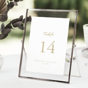 Chic Calligraphy Gold Wedding  Table Number